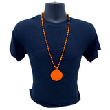 33" 7mm Metallic Orange Bead Necklace with 2.5" Orange Disc (Each)