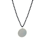 33" 7mm Black Bead Necklace with 2.5" White Disc (Each)