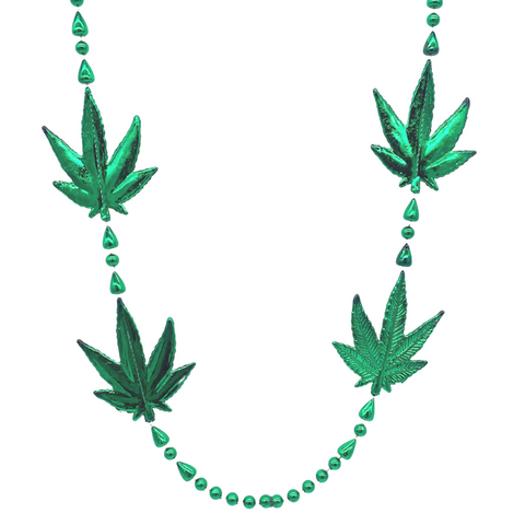 42" Metallic Green Mystery Leaf Bead (Each)
