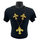 46" Two 3.5" and One 6" Fleur de Lis Blow Mold Necklace (Each)