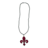 33" 10mm Silver Bead with Hot Pink Fleur de Lis Necklace (Each)