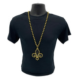 33" 10mm Black and Gold Fleur de Lis Necklace (Each)