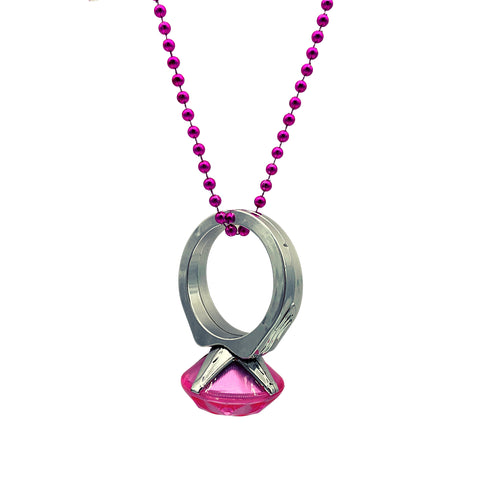 33" 7mm Hot Pink Jumbo Diamond Ring Necklace (Each)