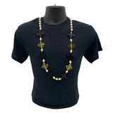 40" Black and Gold Fleur de Lis Necklace (Each)