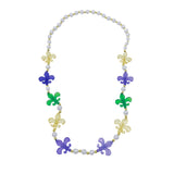 40" Purple, Green and Gold Fleur de Lis Necklace (Each)