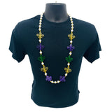 40" Purple, Green and Gold Fleur de Lis Necklace (Each)