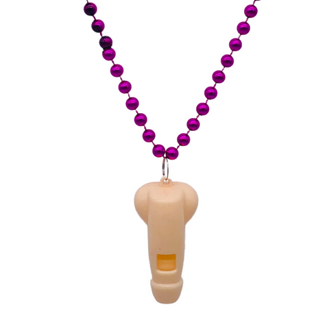 33" 7mm Metallic Hot Pink Willy Whistle Necklace (Each)