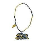 36" 10mm 4-Section Black and Gold Bead with Whistle and Who Dat Medallion (Each)