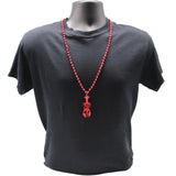33" 7mm Metallic Red Bead with Crawfish/Lobster Medallion (Each)