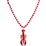 33" 7mm Metallic Red Bead with Crawfish/Lobster Medallion (Each)