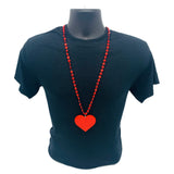 33" 8 x 9mm Opaque Red Heart Bead with Plastic Heart Medallion (Each)