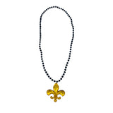 33" 7mm Black with Acrylic Fleur de Lis Pendant (Each)