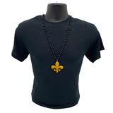 33" 7mm Black with Acrylic Fleur de Lis Pendant (Each)