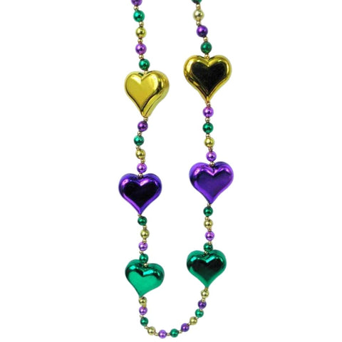 42" Purple, Green and Gold Heart Necklace (Each)