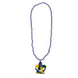 48" 8mm Purple MOT with Jester Head Mardi Gras Necklace (Each)