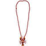 40" Red Crawfish Bobble Medallion on 10mm Red Beads (Each)