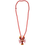 40" Red Crawfish Bobble Medallion on 10mm Red Beads (Each)