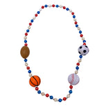 42" 10mm Four Sportsball Handstrung with Red, White and Blue Alternating Beads, 7mm Gold Spacers (Each)