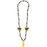 48" 12mm Metallic Purple, Green and Gold Beads with Whistle and Blow Me Necklace (Each)