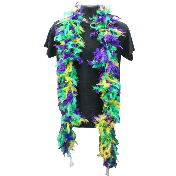 New Deluxe Mardi Gras 72 Costume Accessory Feather Boa, Gold & Purple, 6'  (72 Inch) length