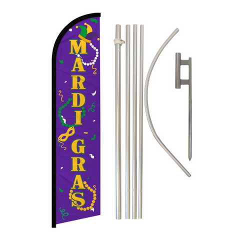 Mardi Gras Banner Flag & Pole Kit (Each)