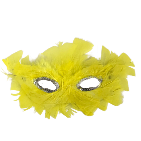 Yellow Feathers with Silver Sequins Around The Eyes (Each)