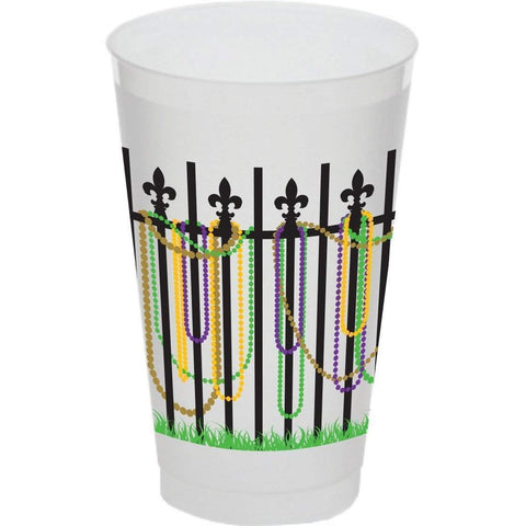 20oz Mardi Gras Bead Fence Frost Flex Cup (Sleeve of 25)