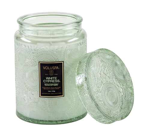 White Cypress 18oz Large Jar Candle (Each)