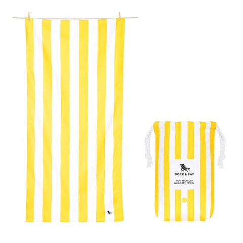 Dock & Bay Quick Dry Beach Towels - Striped Boracay Yellow - Large (63"x35")