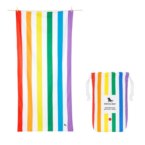 Dock & Bay Quick Dry Beach Towels - Striped Rainbow Skies - Large (63"x35")