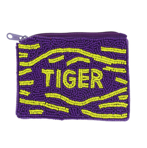 Tiger Seed Bead Handmade Beaded Wallet Coin Purse (Each)