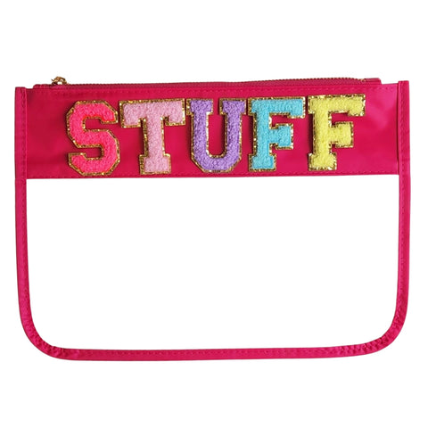 STUFF Varisty Letter Clear Pink Pouch (Each)