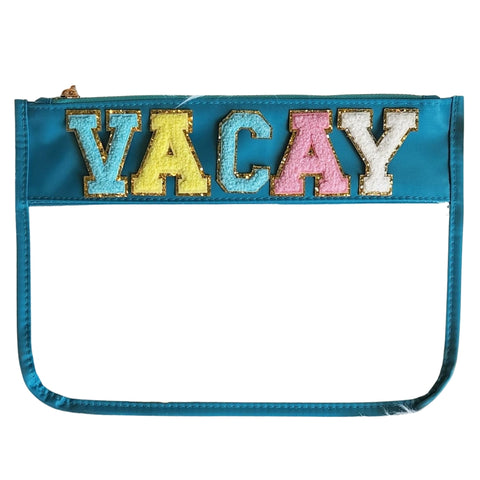 VACAY Varisty Letter Clear Blue Pouch (Each)