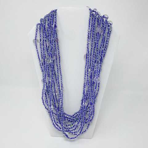 27" Clear and Purple Glass Bead Necklace (Dozen)