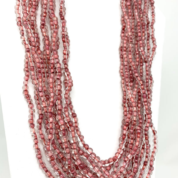 27 Clear and Red Glass Bead Necklace (Dozen) – Mardi Gras Spot