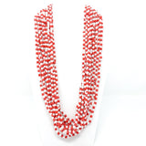 27" Red and White Glass Bead Necklace (Dozen)