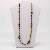 27" Blue and Green and Red and Yellow Glass Bead Necklace (Dozen)