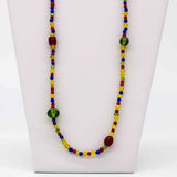 27" Blue and Green and Red and Yellow Glass Bead Necklace (Dozen)