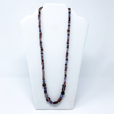 27" Assorted Purple Glass Beads Necklace (Dozen)