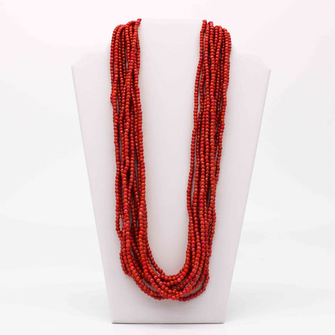 27" Iridescent Red Glass Bead Necklace (Dozen)