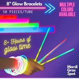 8" White Glow Bracelet (Tube/50 Pieces)