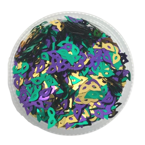 1oz Glitter - Purple, Green and Gold Masks 9mm (Each)