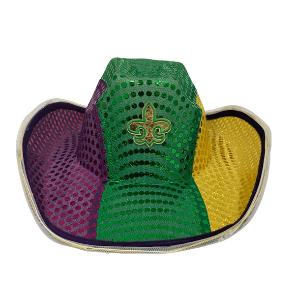 Purple, Green and Yellow LED Cowboy Hat with Fleur de Lis  display picture 2