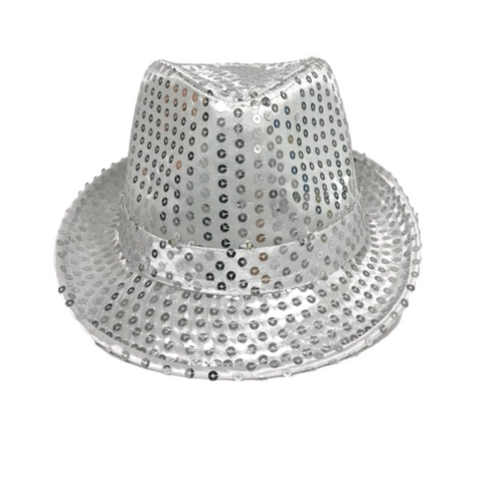 Silver LED Fedora with 14 White Lights (Each)