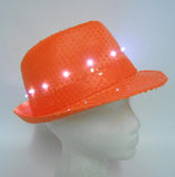 Neon Orange LED Fedora with 14 White Lights (Each)
