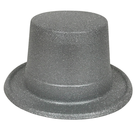 Silver Glittered Top Hat (Each)