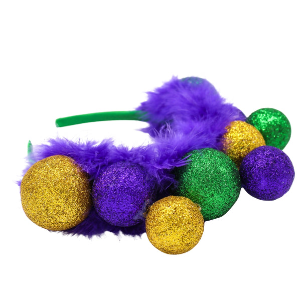 Mardi Gras Feather Headband Sequins Glitter Hair Band for Adult Women Men  TSFD14 (Purple)