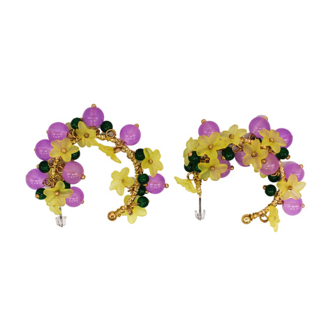 Purple, Green, and Gold Hoop Earrings (Pair)