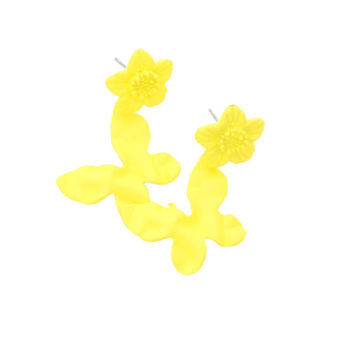 Yellow Flower Butterfly Link Earrings (Pair)