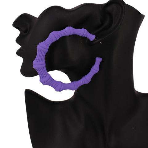 Purple Bamboo Hoop Earrings (Pair)